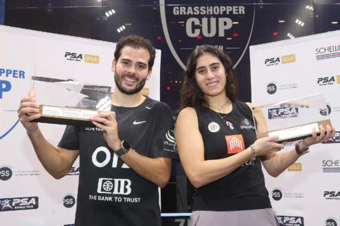 عبد الجواد ونور الشربيني يتوجان ببطولة جراسهوبر للإسكواش